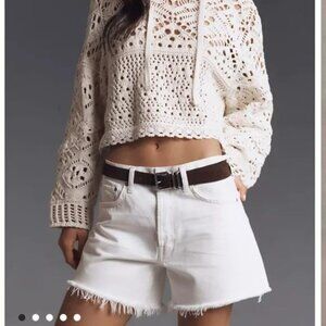 Agolde Parker Long Short in Pannacotta White Size 30